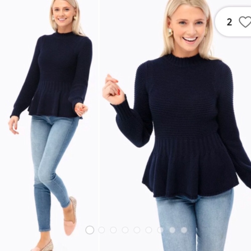 La Vie Rebecca Taylor Blue Peplum Sweater
